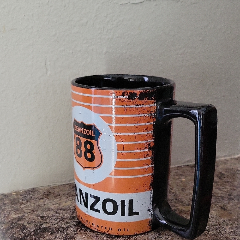 Mannys Garage Beanzoil Orange and Black Coffee Mug - Picture 2 of 16